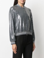 Thumbnail for your product : D-Exterior Sequinned Stripe-Trimmed Bomber Jacket