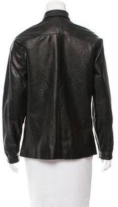Jil Sander Pointed Collar Leather Jacket