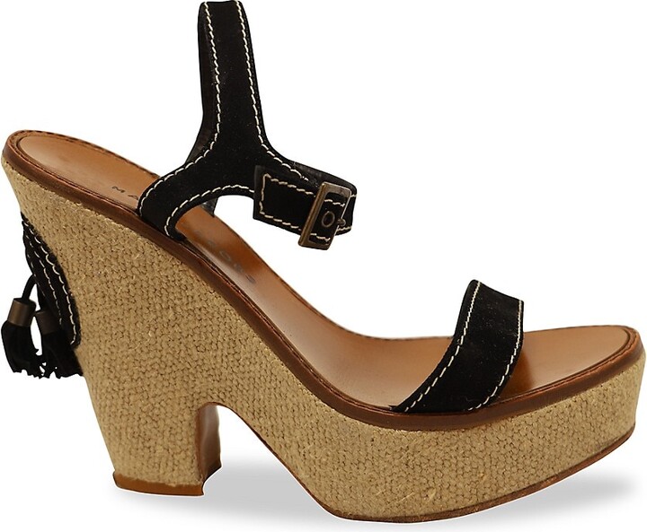 Marc Jacobs Women's Ivo Rope Wedge Sandals In Black Suede Sandals