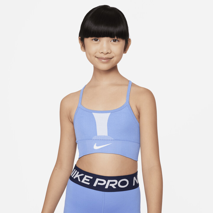 Nike Indy Big Kids' (Girls') Dri-FIT Sports Bra in Blue - ShopStyle
