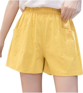 Generic Womens Summer Casual Baggy Linen Shorts Loose Elastic Waist Sweat  Shorts with Pockets Solid Colour Fashion Beach Shorts Lounge Wear Bottom  Dolphin Running Workout Board Shorts Pink - ShopStyle