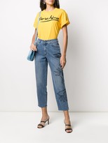 Thumbnail for your product : Moschino Cornley Embroidered Cropped Jeans