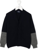 Thumbnail for your product : Il Gufo Two-Tone Wool Cardigan