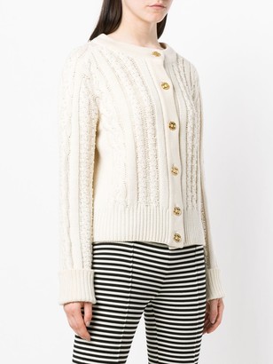 Chanel Pre Owned Cable Knit Buttoned Cardigan