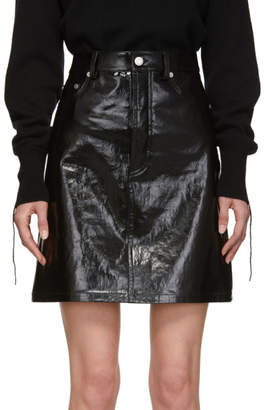 Helmut Lang Black Patent Leather Five-Pocket Miniskirt