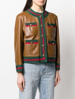 Thumbnail for your product : Gucci Web trim leather jacket