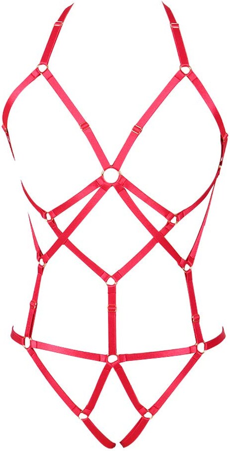 BODY CAGE Women's Full Body Harness Bra cage Punk Gothic Garter ...