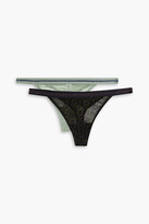 Thumbnail for your product : LOVE Stories Set of two mesh and stretch-lace low-rise thongs