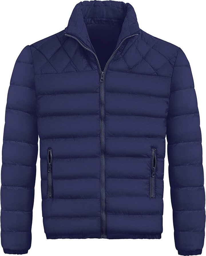 KAGAYD Men's Lightweight Padded Jacket Long Coat Jacket Half Season