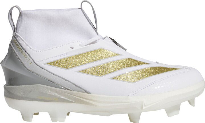 adidas adizero Impact+ 2.0 Mid TPU Baseball Cleats, Size 7, White/Gold