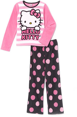 Hello Kitty Pink & Black Pajama Set - Girls
