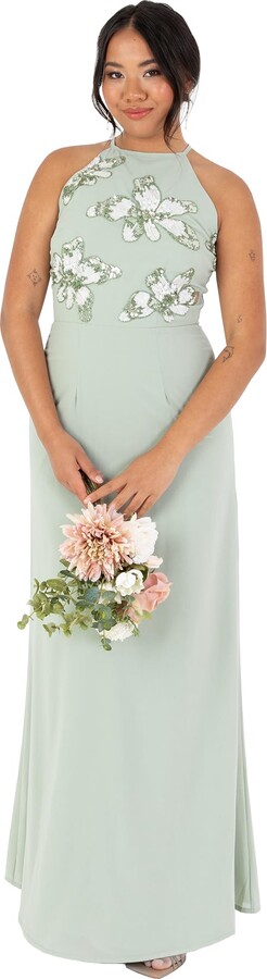 Maya Deluxe Women's Maxi Dress Ladies Sleeveless Halterneck Floral