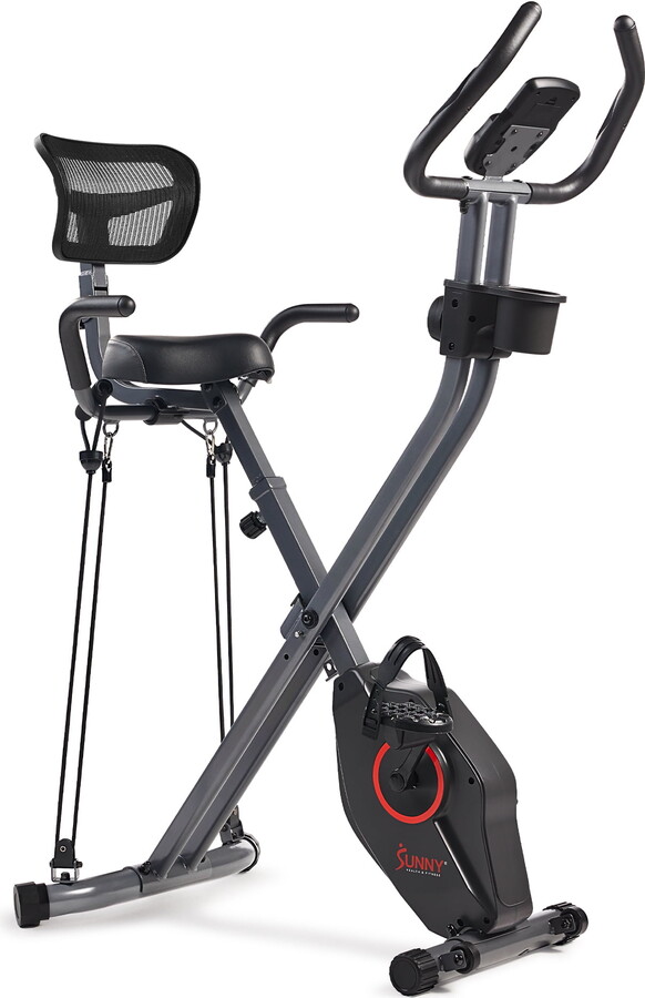 Sunny Health & Fitness Full Body Foldable Magnetic X-Bike Pro w Bluetooth & Free SunnyFit® App Membership - SF-B223012