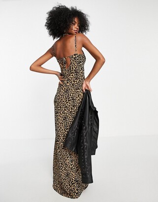 Emory Park maxi slip dress with strappy back in leopard