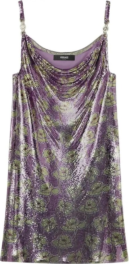 Versace Poppies Mesh Mini Dress