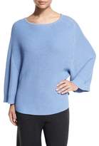 Thumbnail for your product : Joan Vass Ribbed Boat-Neck Dolman Sweater, Blue