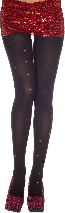 Music Legs Women’s Women’s Studs spandex opaque tights – Style: 37002-BLACK