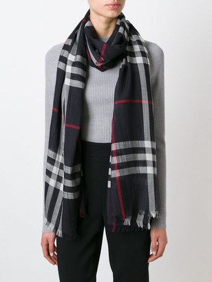 Burberry Lightweight Check Wool and Silk Scarf