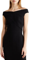 Thumbnail for your product : Roland Mouret Amarula off-the-shoulder wool-crepe midi dress