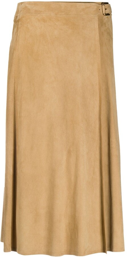 Ralph Lauren Button-Front Twill Midi Skirt - ShopStyle