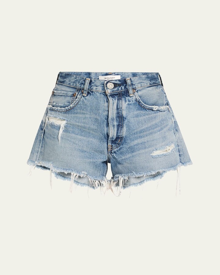 Packard Distressed Button-Fly Denim Shorts