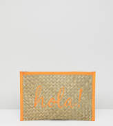 Thumbnail for your product : South Beach Hola! Straw Clutch Bag