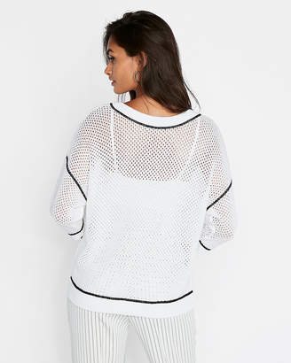 Express Contrast Stitch Pullover Sweater