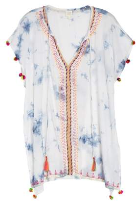 Surf Gypsy Embroidered Tie-Dye Cover-Up Tunic