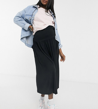 Asos DESIGN Maternity midi skirt with pockets in black
