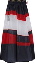 Asymmetric-Stripe Pleated Skirt 