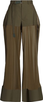 Sacai Semi-Sheer Wide-Leg Pants - ShopStyle