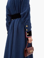 Thumbnail for your product : Gucci Velvet-trim Belted Boucle Dress - Blue