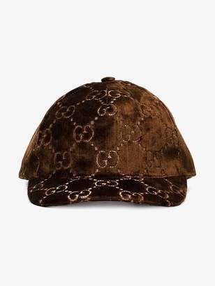 Gucci Ladies Brown GG Embroidered Silk-Blend Baseball Cap, Size: M