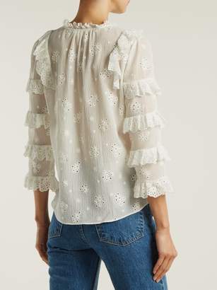 Rebecca Taylor Dree Broderie Anglaise Cotton And Silk Blend Top - Womens - White