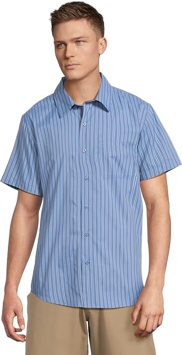 Marmot AirExchange SolarShield Novelty Short Sleeve Shirt Men's Clothing Rain Cloud Tomales Stripe : XL, Polyester