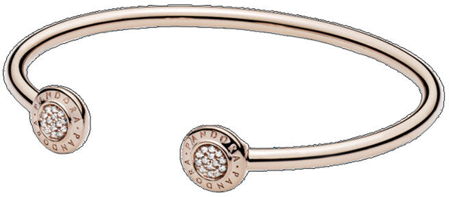 Pandora Rose 14K Rose Gold Plated CZ Logo Open Pave Bangle - ShopStyle  Bracelets