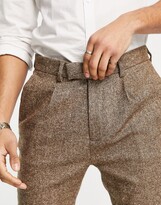 Thumbnail for your product : ASOS DESIGN wedding tapered wool mix smart pants in tweed brown