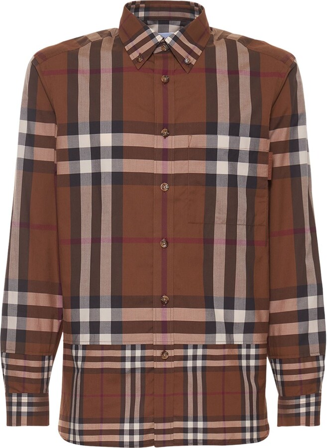 Burberry Men's Brown Long Sleeve Shirts | ShopStyle