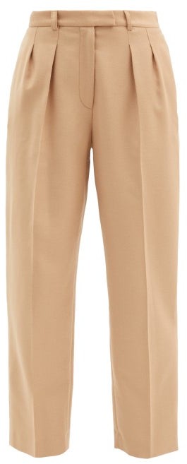 high waisted camel pants