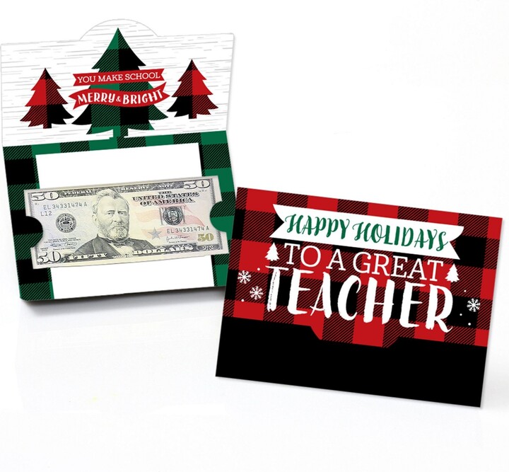 Big Dot Of Happiness Plaid Teacher Appreciation Holiday & Christmas Money  And Gift Card Holders 8 Ct - ShopStyle