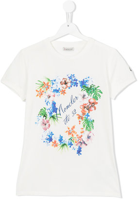 Moncler Kids - floral print T-shirt - kids - Cotton/Spandex/Elastane - 14 yrs