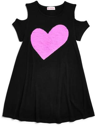 Design History Girls' Reversible-Sequin-Heart Cold-Shoulder Dress - Little Kid
