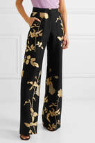 Thumbnail for your product : Dries Van Noten Metallic Floral-jacquard Wide-leg Pants - Black