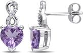 Thumbnail for your product : Laura Ashley 1 1/7 CT TW Heart-Shaped Amethyst 10K Gold Stud Earrings