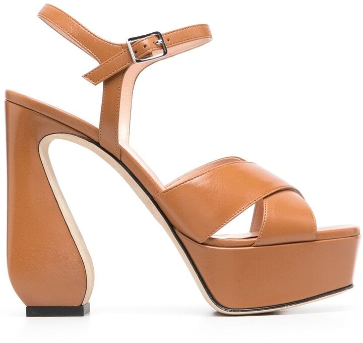 brown leather platform heels