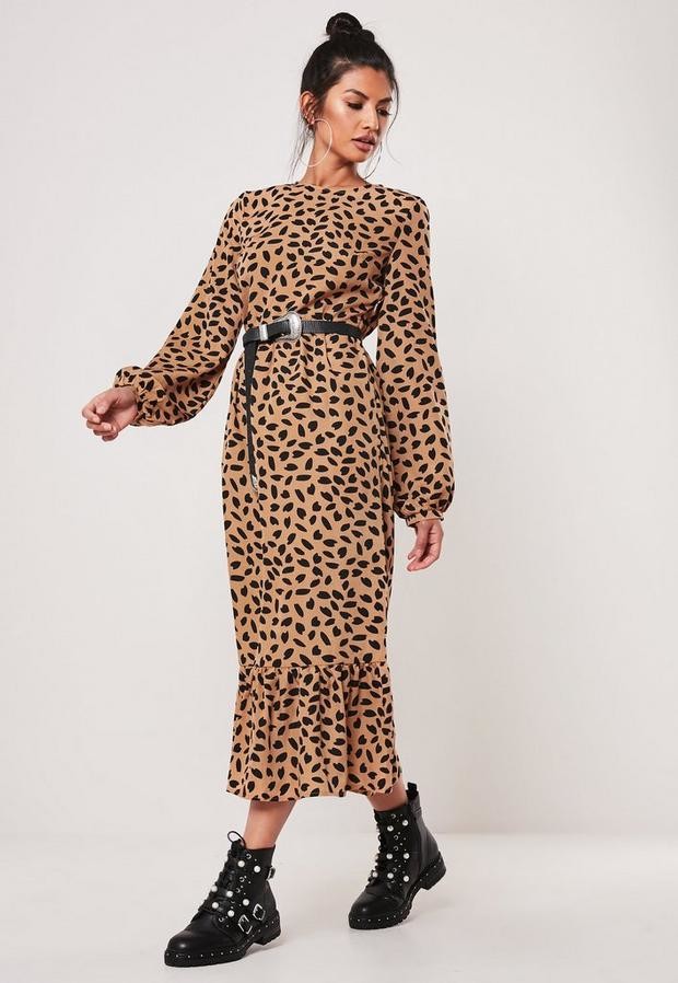 long sleeve midi smock dress