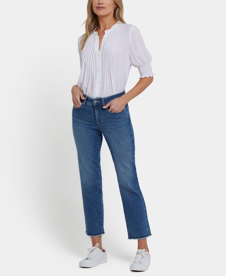 NYDJ Women's Marilyn Straight Ankle Frayed Hem Jeans