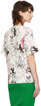 Marni Dance Bunny White and Multicolor Bunny Printed T-Shirt