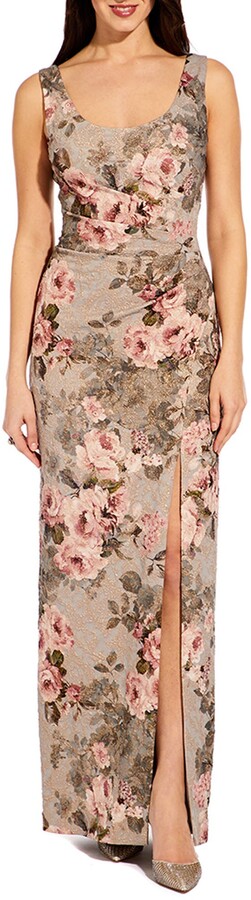 Adrianna Papell Floral Print Brocade Gown - ShopStyle Evening Dresses