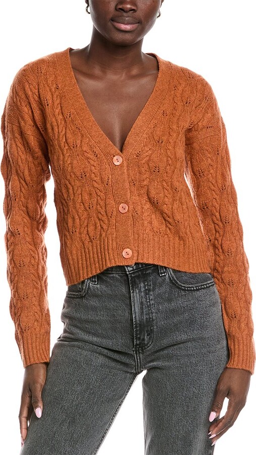 Autumn Cashmere Cropped Cable V-Neck Cashmere Cardigan